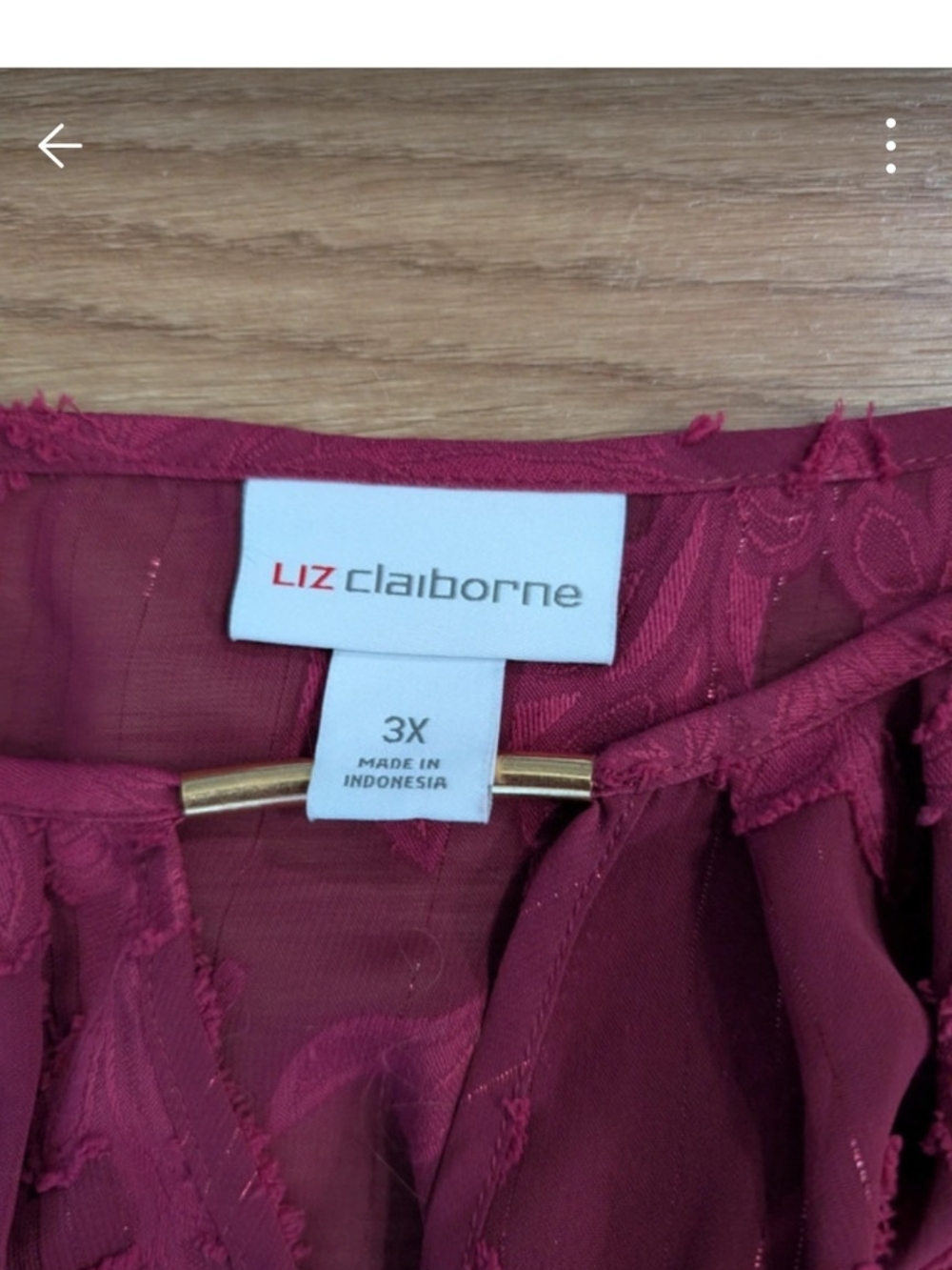 Liz Claiborne Wine Lace Shirt 3xl
